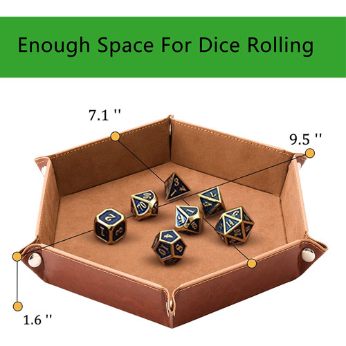 Dice Rolling Tray Holder Dice Storage Box Larger Size Double Sided Folding PU Leather and Velvet 
