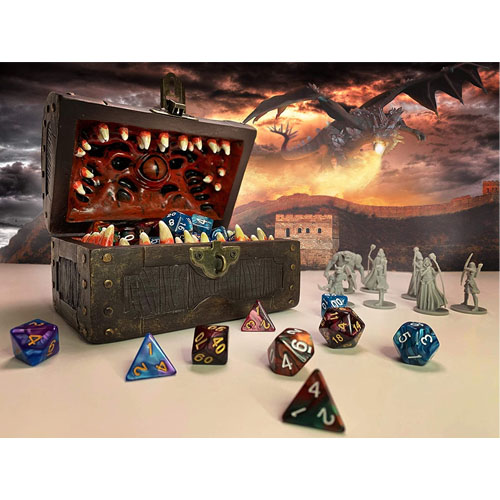 Mimic Chest Dice Storage Box | DND Lockable Vault | Gift for Dungeons & Dragons Players