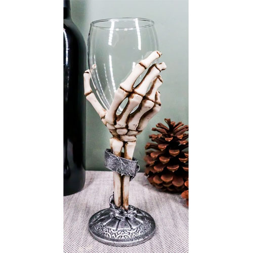 The Dead Eternal Slave Skeleton Hand Wine Goblet Glass Drink Chalice for All Beverage Halloween Party Hosting of Morbid Collection Underworld Skulls Skeletons and Horror Bones Decor