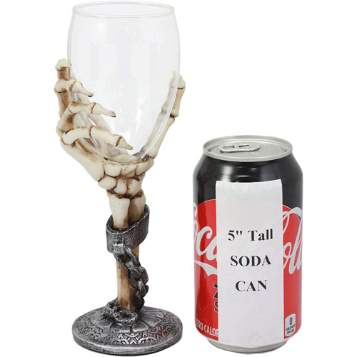 The Dead Eternal Slave Skeleton Hand Wine Goblet Glass Drink Chalice for All Beverage Halloween Party Hosting of Morbid Collection Underworld Skulls Skeletons and Horror Bones Decor