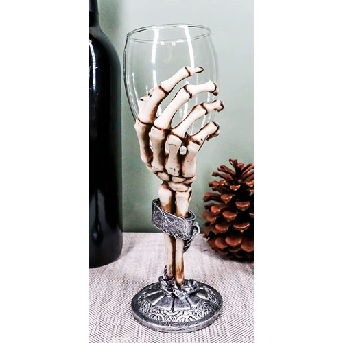 The Dead Eternal Slave Skeleton Hand Wine Goblet Glass Drink Chalice for All Beverage Halloween Party Hosting of Morbid Collection Underworld Skulls Skeletons and Horror Bones Decor