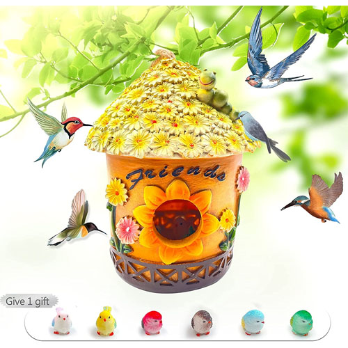 Sunflower Hanging Bird House Outdoor Colorful Hand Painted Decorations Indoor Cute and Durable