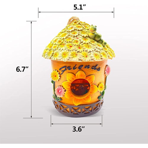 Sunflower Hanging Bird House Outdoor Colorful Hand Painted Decorations Indoor Cute and Durable