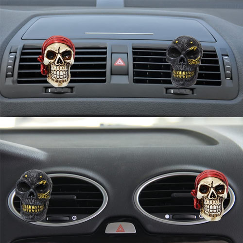 Car Air Freshener Vent Clips Skull Car Interior Accessories Evil Pirate Statue Ghost Head Auto Air Conditioner Vent Clips Decor Perfume 