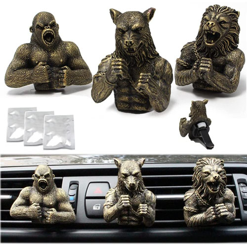 Fighting Animals Car Air Fresheners Vent Clips Wolf Decor Outlet Freshener Perfume Clips Lion Car Interior Accessories Cute Gorilla Car Interior Decor