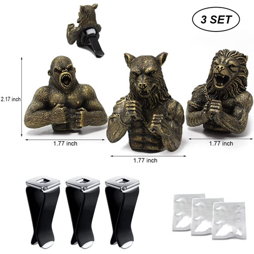 Fighting Animals Car Air Fresheners Vent Clips Wolf Decor Outlet Freshener Perfume Clips Lion Car Interior Accessories Cute Gorilla Car Interior Decor